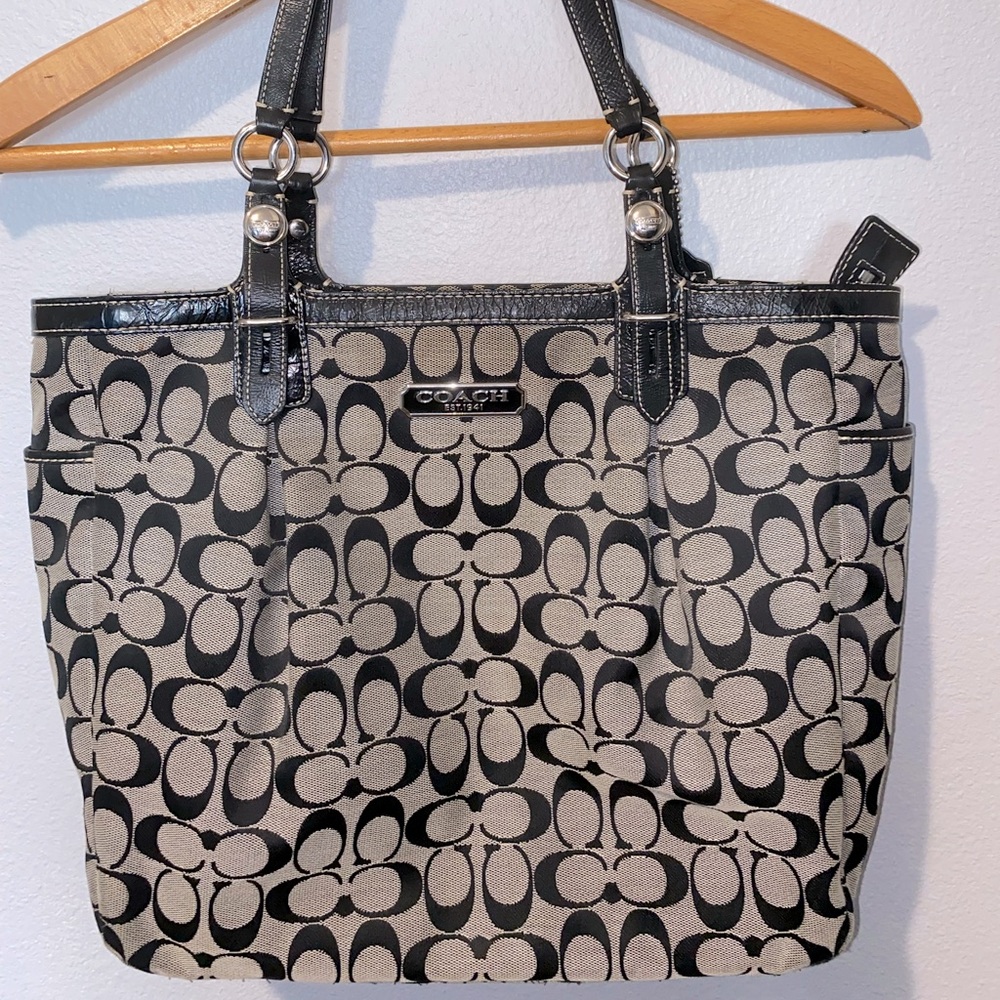 Grey and Black Coach Logo Tote!